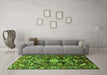 Machine Washable Animal Green Traditional Area Rugs in a Living Room,, wshtr684grn