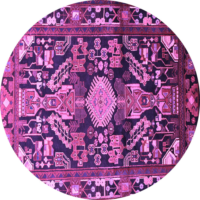 Round Machine Washable Animal Purple Traditional Area Rugs, wshtr684pur