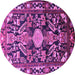 Round Machine Washable Animal Purple Traditional Area Rugs, wshtr684pur