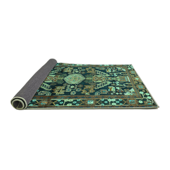 Sideview of Animal Turquoise Traditional Rug, tr684turq