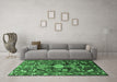 Machine Washable Animal Emerald Green Traditional Area Rugs in a Living Room,, wshtr684emgrn