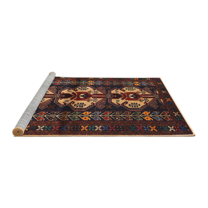 Sideview of Machine Washable Traditional Chestnut Brown Rug, wshtr685