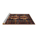 Sideview of Machine Washable Traditional Chestnut Brown Rug, wshtr685