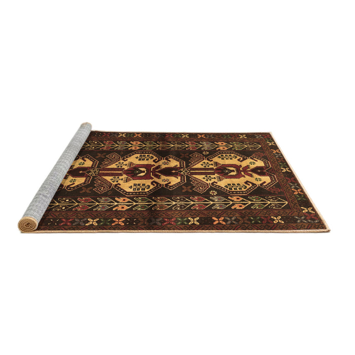 Sideview of Machine Washable Persian Brown Traditional Rug, wshtr685brn