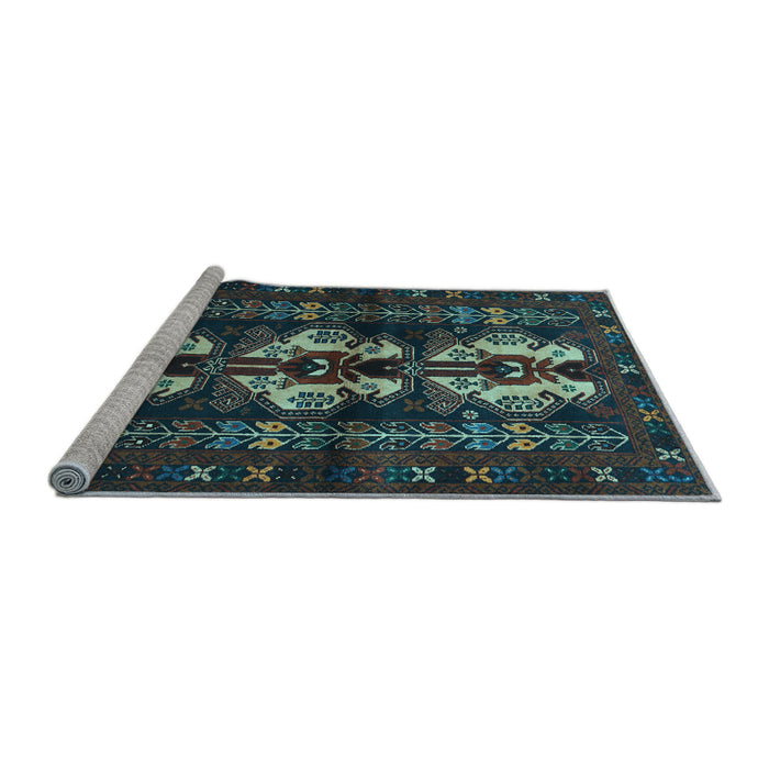 Sideview of Machine Washable Persian Light Blue Traditional Rug, wshtr685lblu