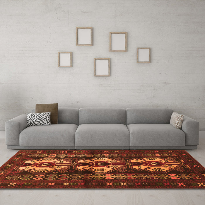 Machine Washable Persian Orange Traditional Area Rugs in a Living Room, wshtr685org