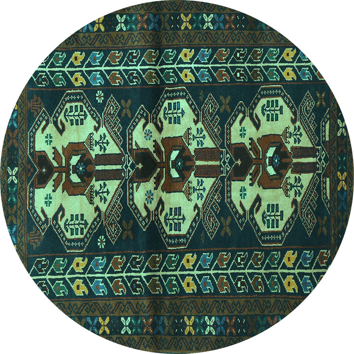 Round Persian Turquoise Traditional Rug, tr685turq