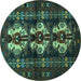 Round Persian Turquoise Traditional Rug, tr685turq