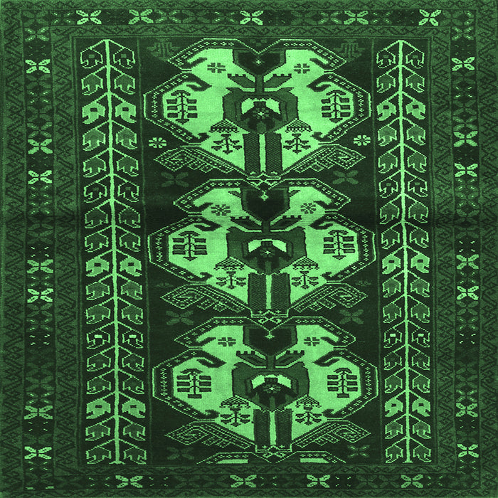 Square Persian Emerald Green Traditional Rug, tr685emgrn
