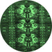 Round Persian Emerald Green Traditional Rug, tr685emgrn