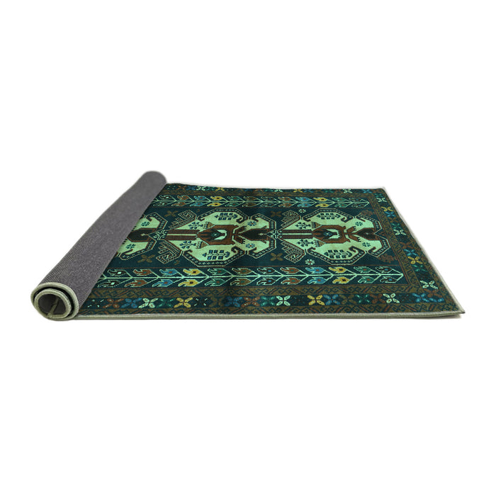 Sideview of Persian Turquoise Traditional Rug, tr685turq