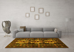 Machine Washable Persian Yellow Traditional Rug in a Living Room, wshtr685yw