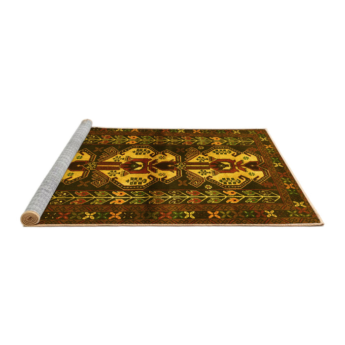 Sideview of Machine Washable Persian Yellow Traditional Rug, wshtr685yw