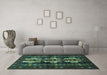 Machine Washable Persian Turquoise Traditional Area Rugs in a Living Room,, wshtr685turq