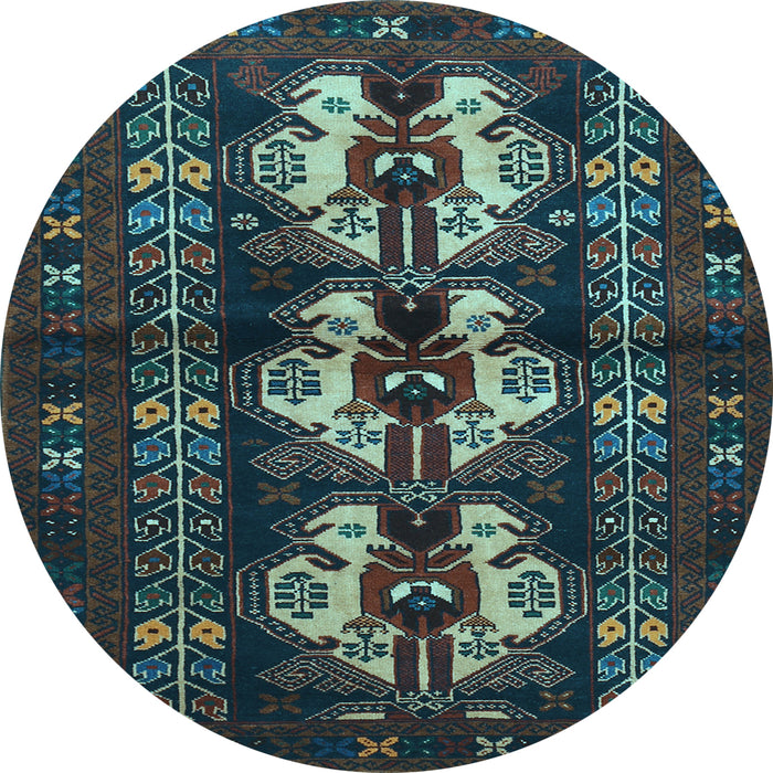 Round Machine Washable Persian Light Blue Traditional Rug, wshtr685lblu