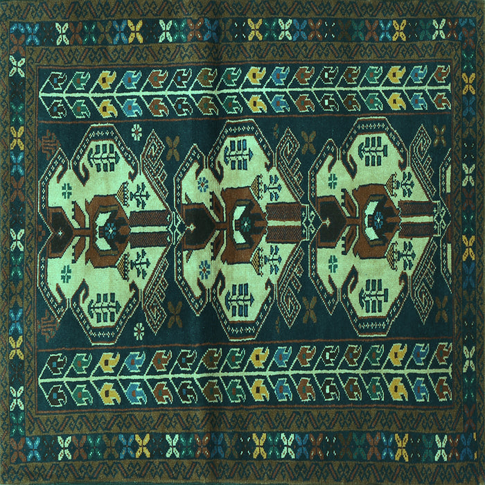 Square Machine Washable Persian Turquoise Traditional Area Rugs, wshtr685turq