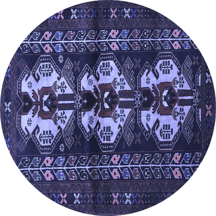 Round Machine Washable Persian Blue Traditional Rug, wshtr685blu