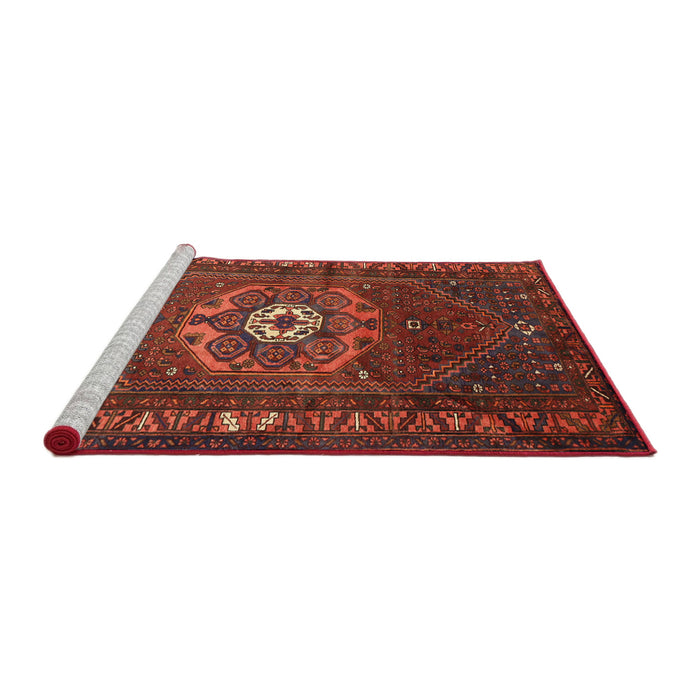 Sideview of Machine Washable Traditional Tomato Red Rug, wshtr686