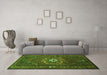 Machine Washable Persian Green Traditional Area Rugs in a Living Room,, wshtr686grn