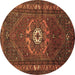 Round Machine Washable Persian Brown Traditional Rug, wshtr686brn