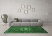 Machine Washable Persian Emerald Green Traditional Area Rugs in a Living Room,, wshtr686emgrn