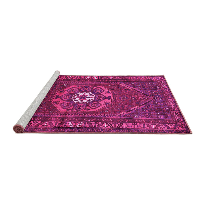 Sideview of Machine Washable Persian Pink Traditional Rug, wshtr686pnk