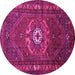 Round Persian Pink Traditional Rug, tr686pnk