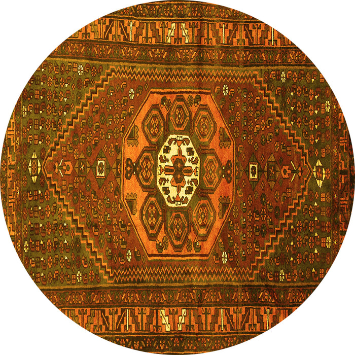 Round Machine Washable Persian Yellow Traditional Rug, wshtr686yw