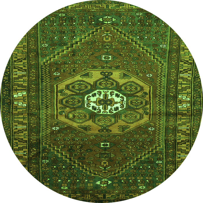 Square Persian Green Traditional Rug, tr686grn