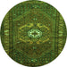 Square Persian Green Traditional Rug, tr686grn