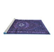 Sideview of Machine Washable Persian Blue Traditional Rug, wshtr686blu