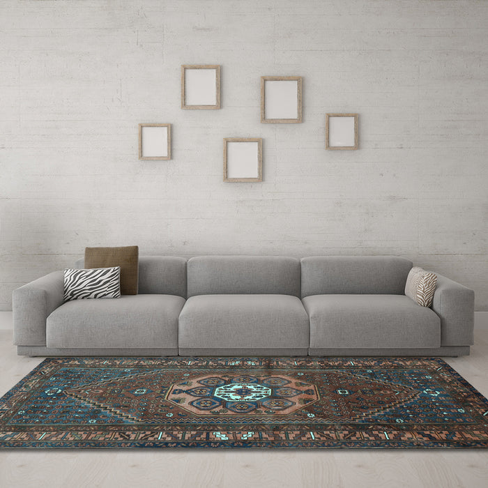 Machine Washable Persian Light Blue Traditional Rug in a Living Room, wshtr686lblu
