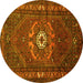 Round Persian Yellow Traditional Rug, tr686yw