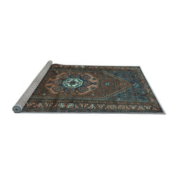 Sideview of Machine Washable Persian Light Blue Traditional Rug, wshtr686lblu