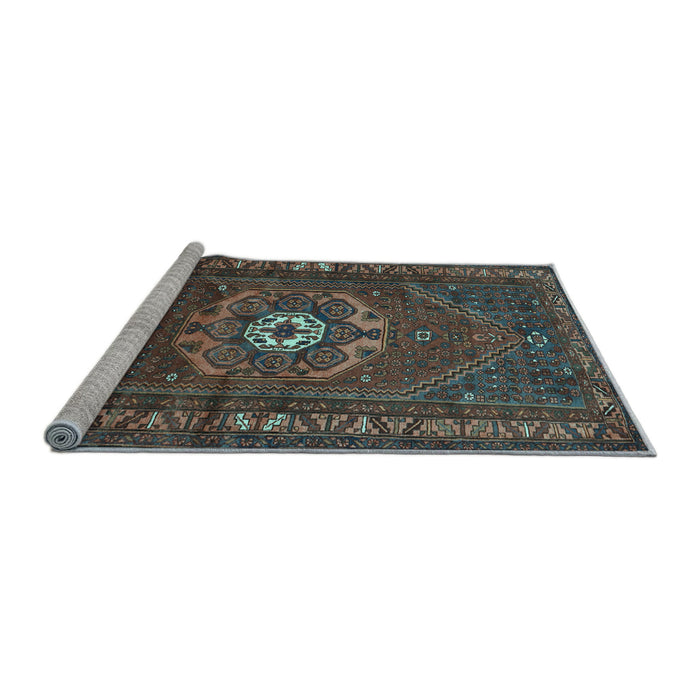 Sideview of Machine Washable Persian Light Blue Traditional Rug, wshtr686lblu