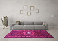 Machine Washable Persian Pink Traditional Rug, wshtr686pnk