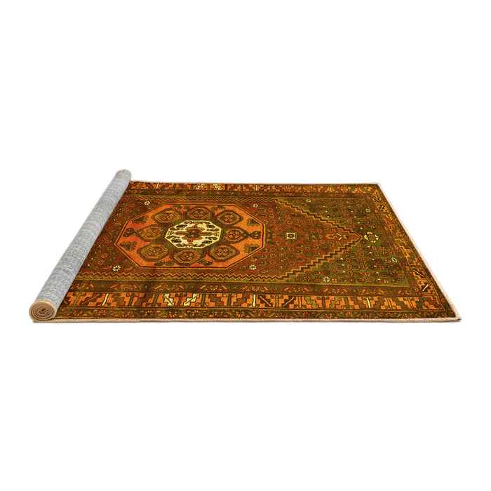 Sideview of Machine Washable Persian Yellow Traditional Rug, wshtr686yw
