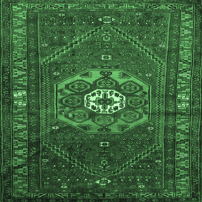 Square Machine Washable Persian Emerald Green Traditional Area Rugs, wshtr686emgrn