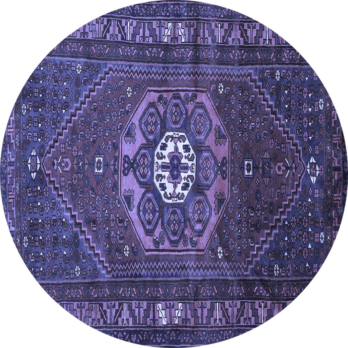 Round Machine Washable Persian Blue Traditional Rug, wshtr686blu