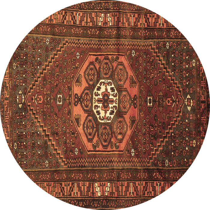 Round Persian Brown Traditional Rug, tr686brn