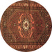 Round Persian Brown Traditional Rug, tr686brn