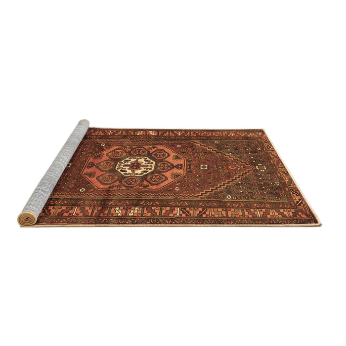 Sideview of Machine Washable Persian Brown Traditional Rug, wshtr686brn