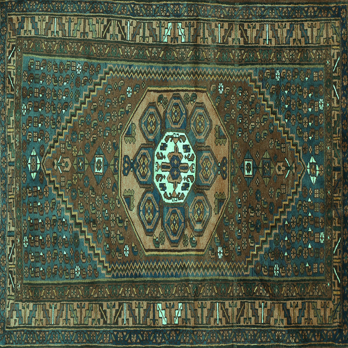 Square Machine Washable Persian Turquoise Traditional Area Rugs, wshtr686turq