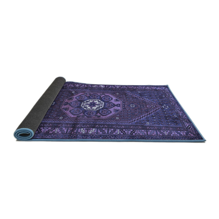 Sideview of Persian Blue Traditional Rug, tr686blu