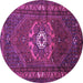 Round Machine Washable Persian Purple Traditional Area Rugs, wshtr686pur