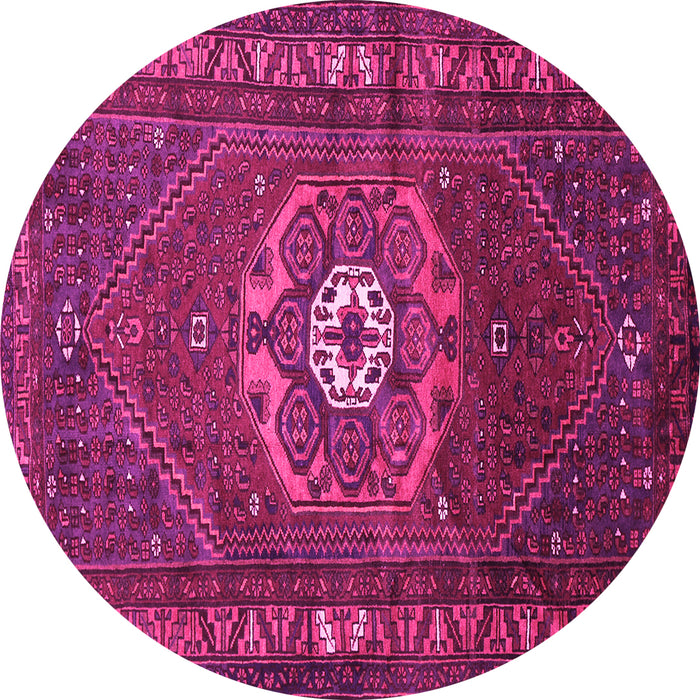 Round Machine Washable Persian Pink Traditional Rug, wshtr686pnk