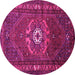 Round Machine Washable Persian Pink Traditional Rug, wshtr686pnk