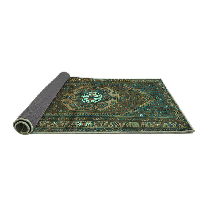Sideview of Persian Turquoise Traditional Rug, tr686turq