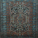 Square Machine Washable Persian Light Blue Traditional Rug, wshtr687lblu