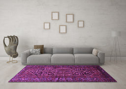 Machine Washable Persian Purple Traditional Area Rugs in a Living Room, wshtr687pur